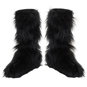 Black Furry Boot Covers