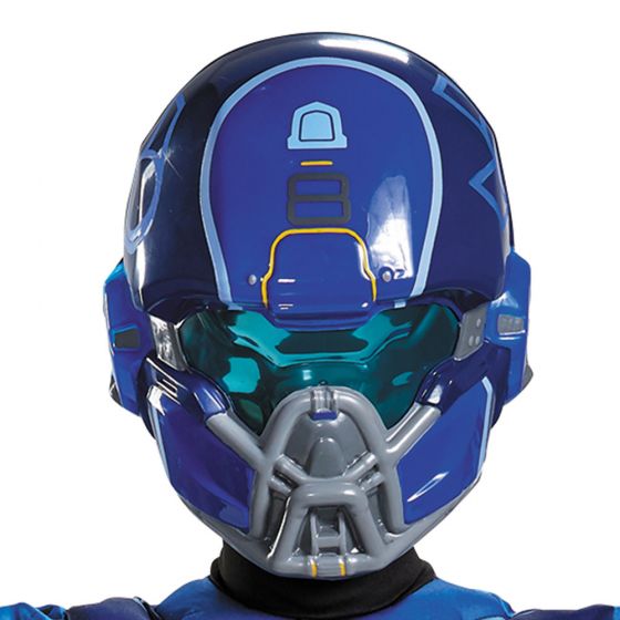 Blue Spartan Classic Muscle Child Boys Costume HALO Jumpsuit Mask Disguise 